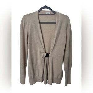 Brunello Cucinelli 100% Cashmere Cardigan Beige Sz L/M Long Sleeve V-Neck $1895